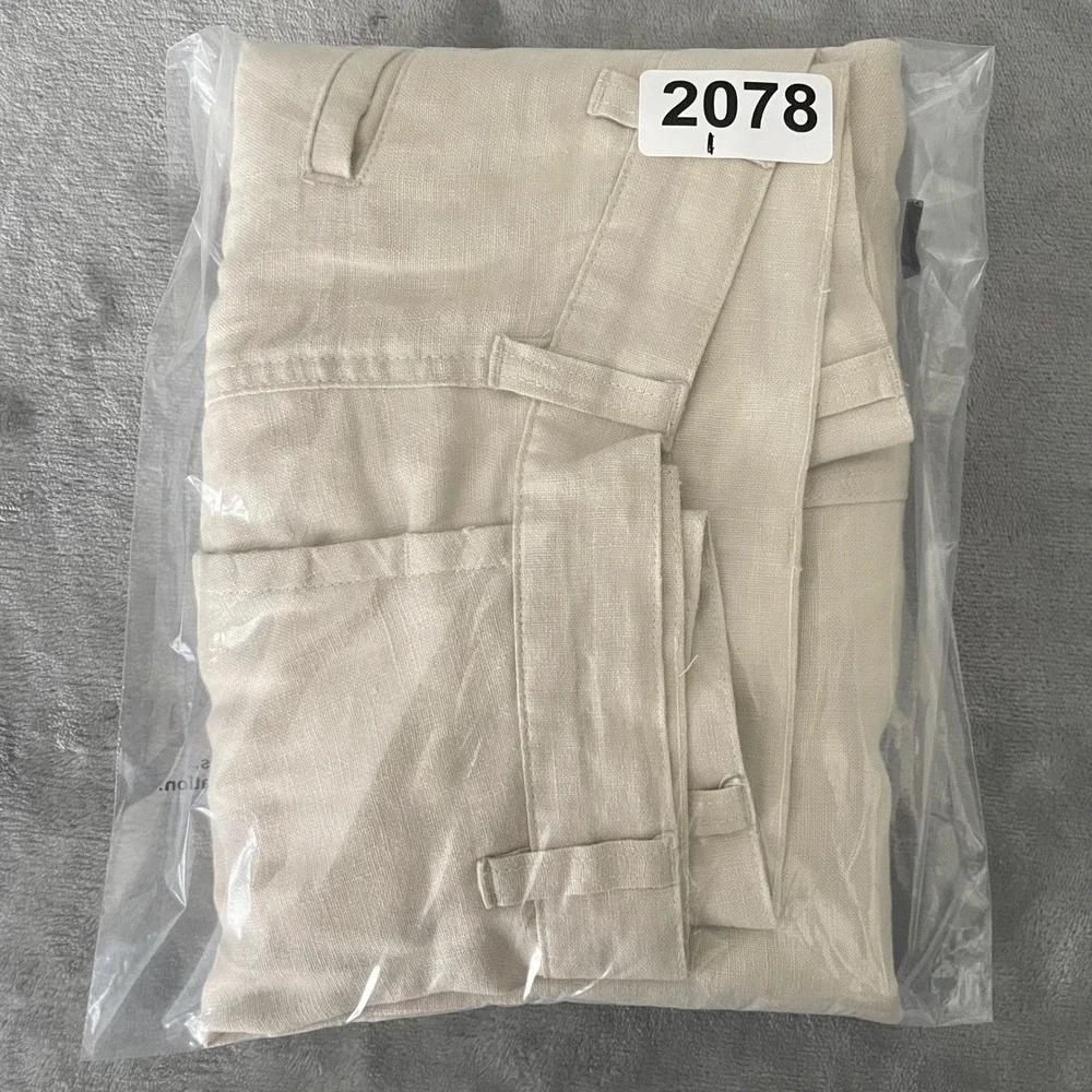 Jos. A. Bank Linen Pants Mens 38x29 Beige Flat Front Straight Leg Casual Summer
